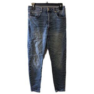 Womens Forever 21 High Rise Button Fly Jeans Skinny Fit Medium Wash Denim 28"